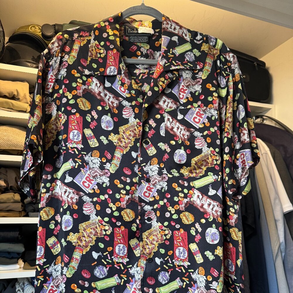 Nicole Miller Pristine, 90s Vintage Candy Colorful 100% Silk Button Down Shirt